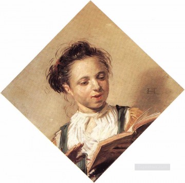  Golden Oil Painting - Singing Girl portrait Dutch Golden Age Frans Hals